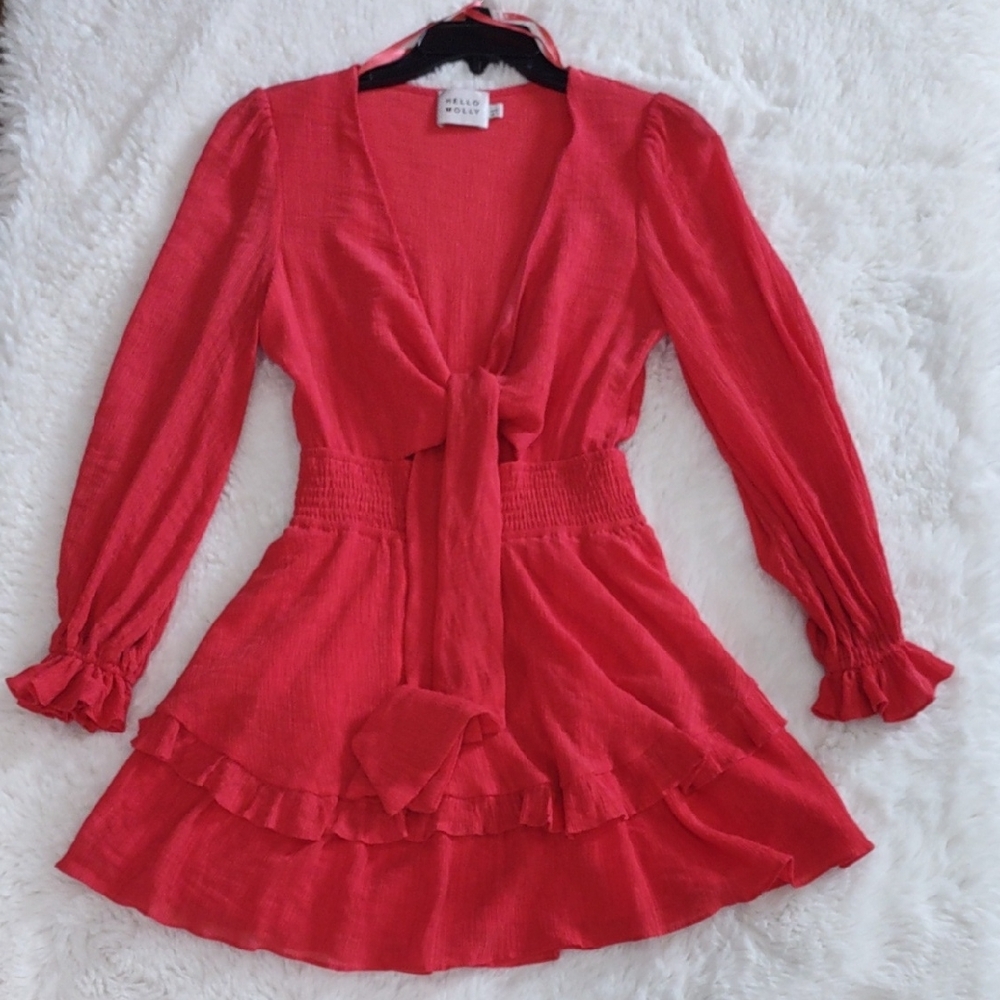 Hello Molly Vibrant Red Ruffle Dress - Picture 17 of 17